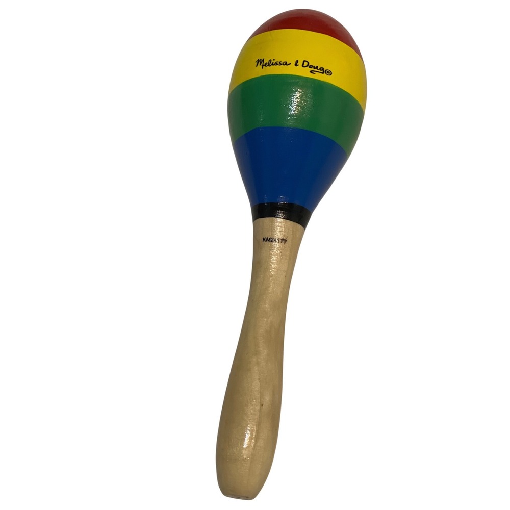 Melissa & Doug Wooden Rainbow Maraca Percussion‎ Musical Toy KM24177 Multicolor